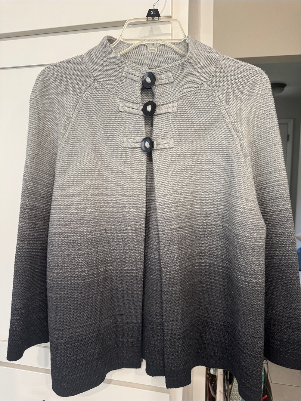 Jones New York Gray Ombré Button-Front Knit Cardigan